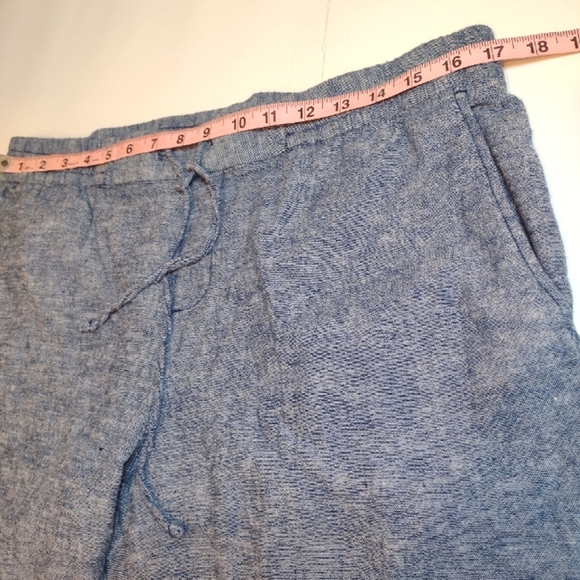 Old Navy Women's Chambray Blue Linen Blend Pull Up High -waist  Pants - Picture 11 of 14